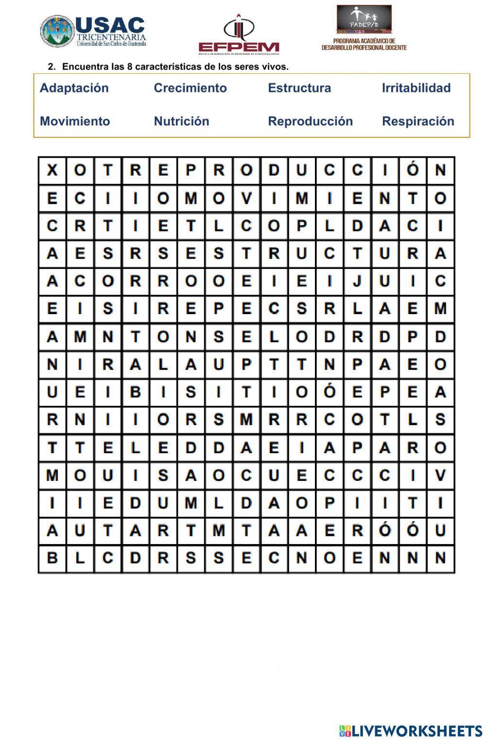 Características de los seres vivos