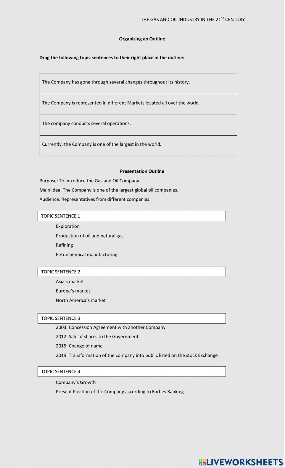 Organising an outline