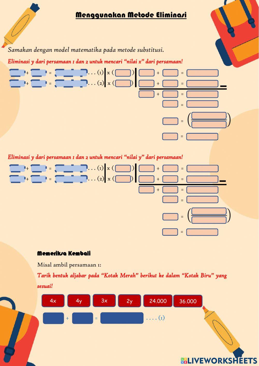 SPLDV LKPD (Substitusi dan Eliminasi)