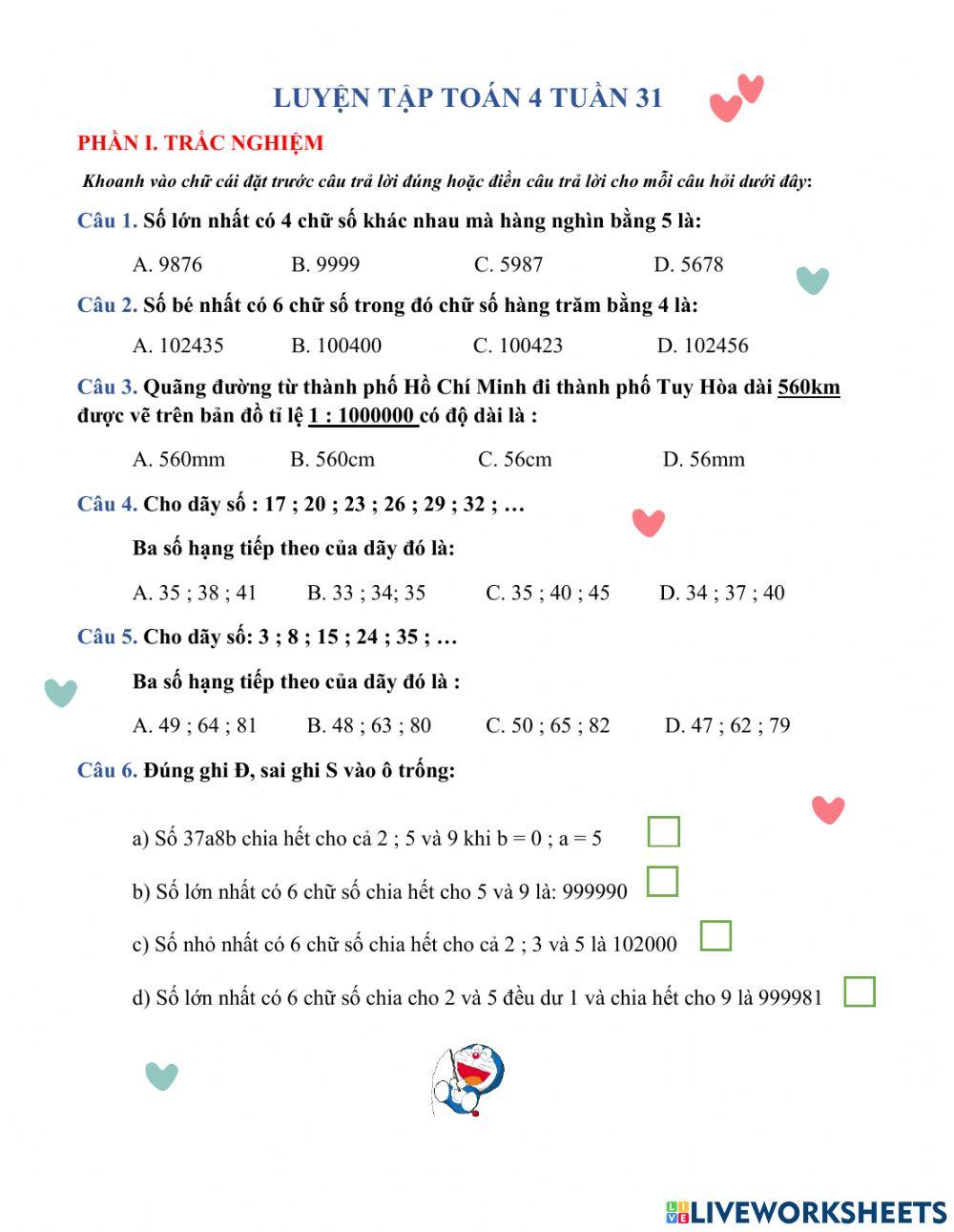 Luyện toán tuần 31