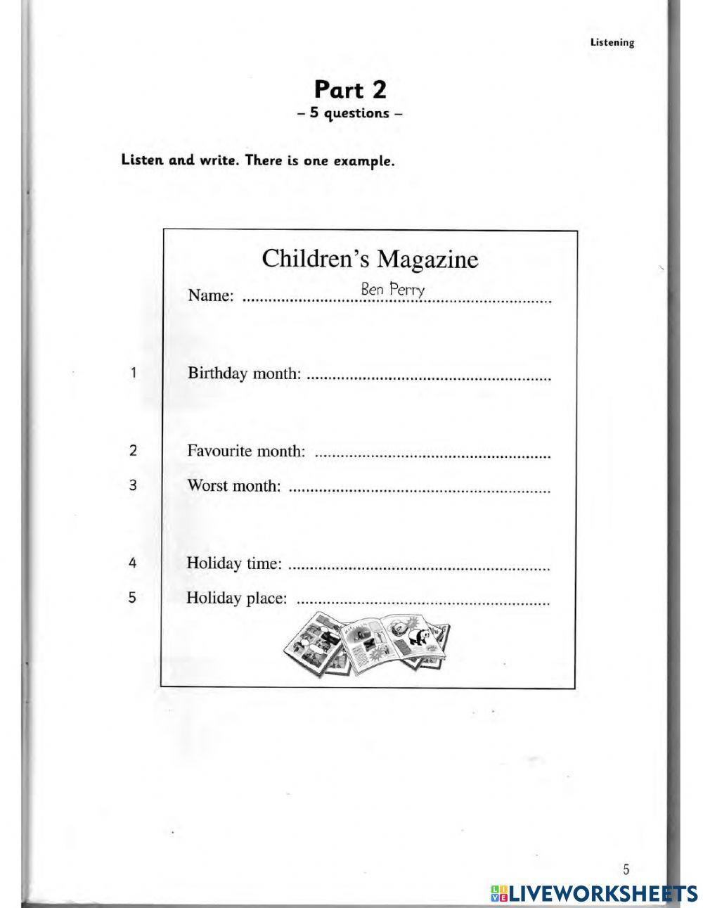 Flyers - Test 1 - Book 4 - Listening