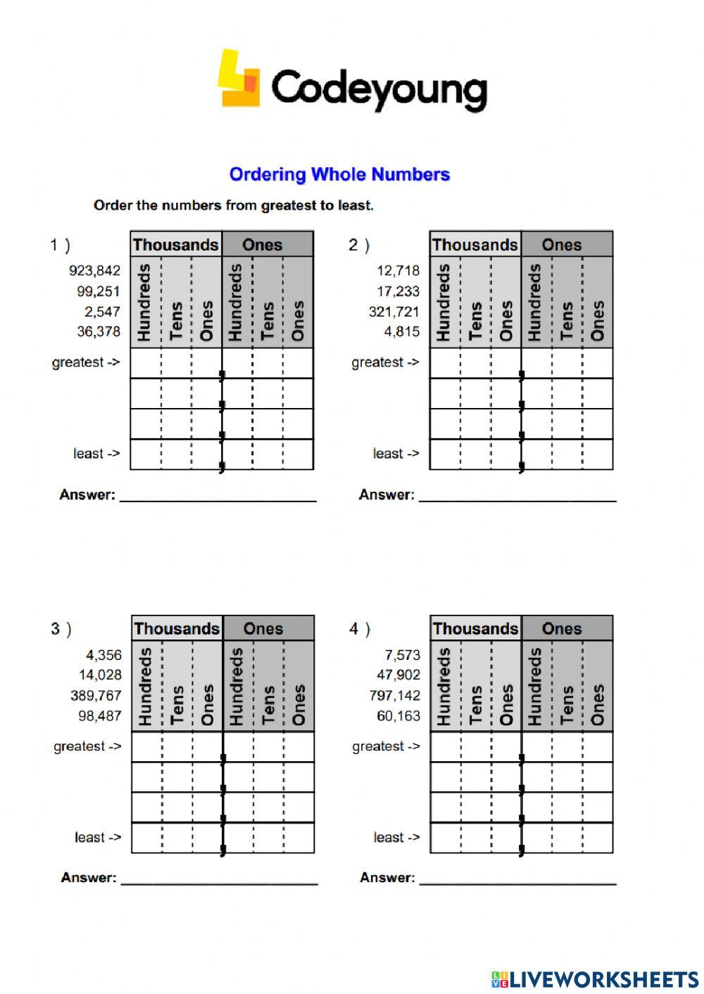 Comparison of Integers CW