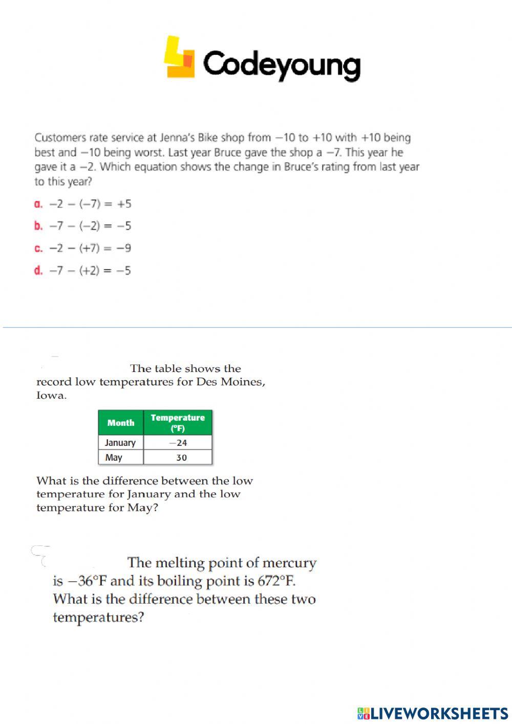 Addition Subtraction Contextual Problems Advanced worksheet | Live ...