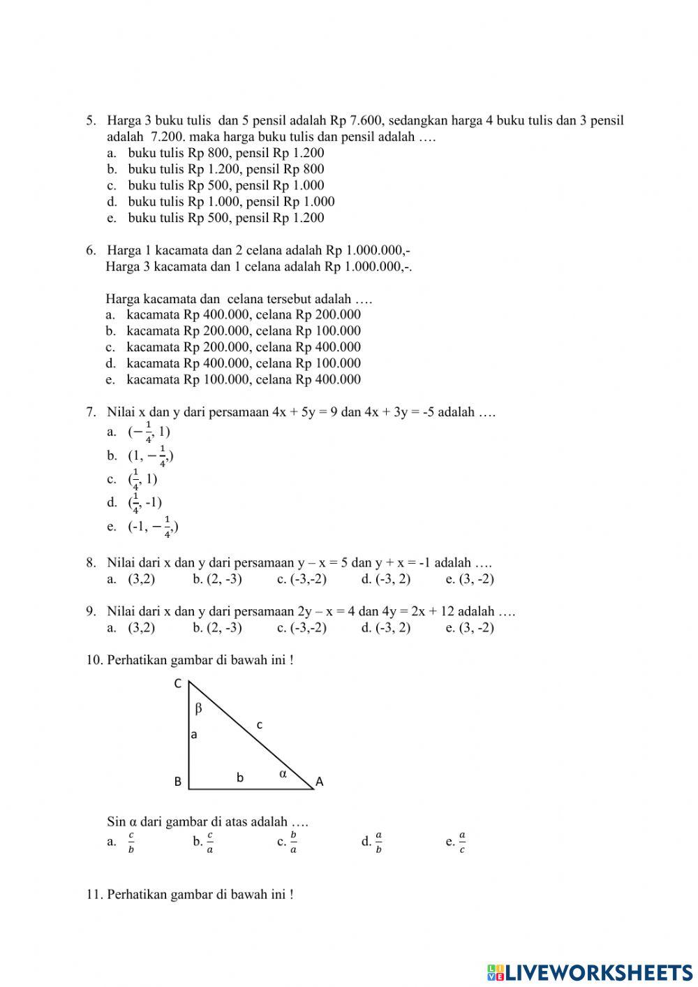Ujikom 2 Matematika wajib x