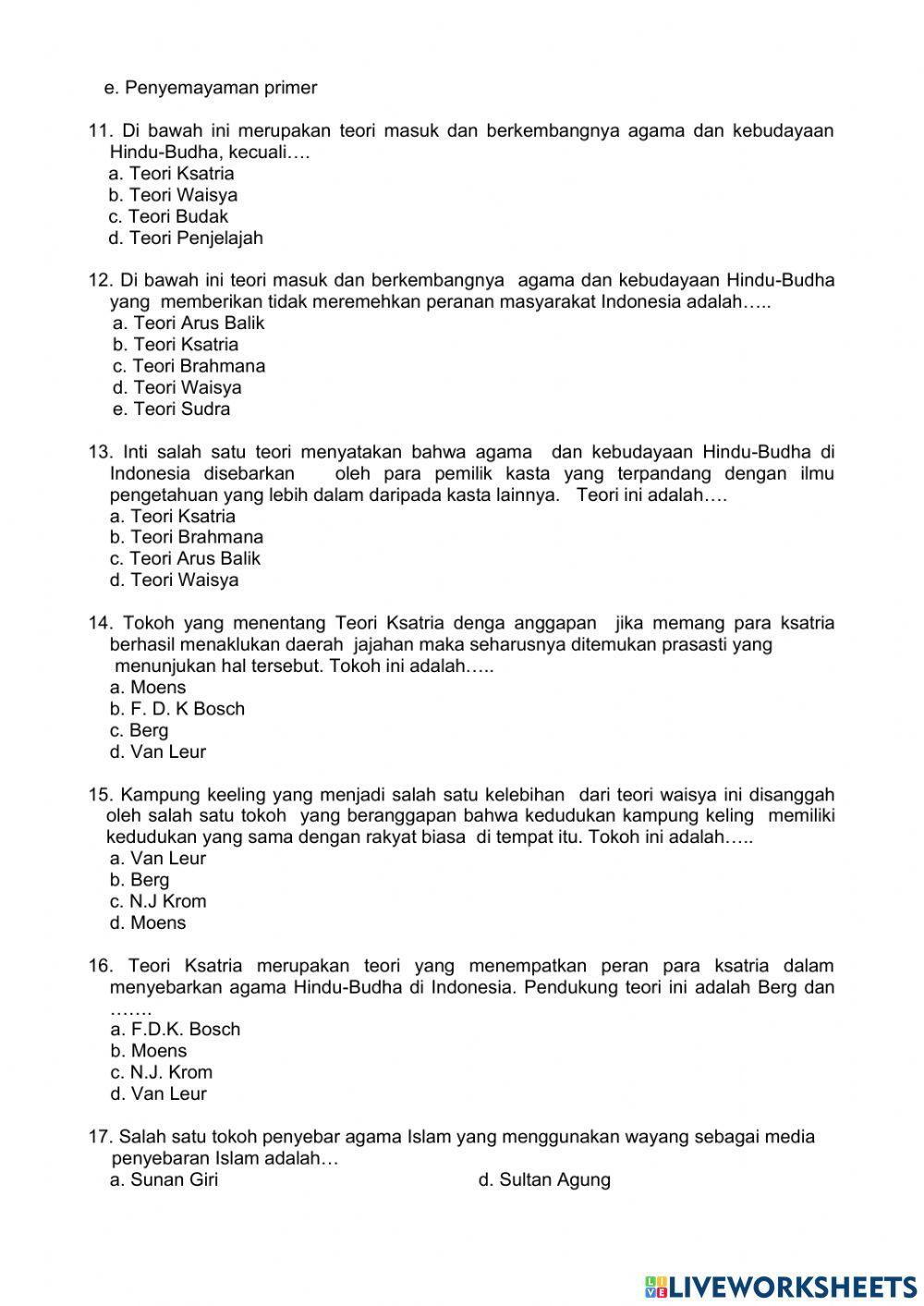 Ujikom 2 Sejarah Indonesia X Paket C