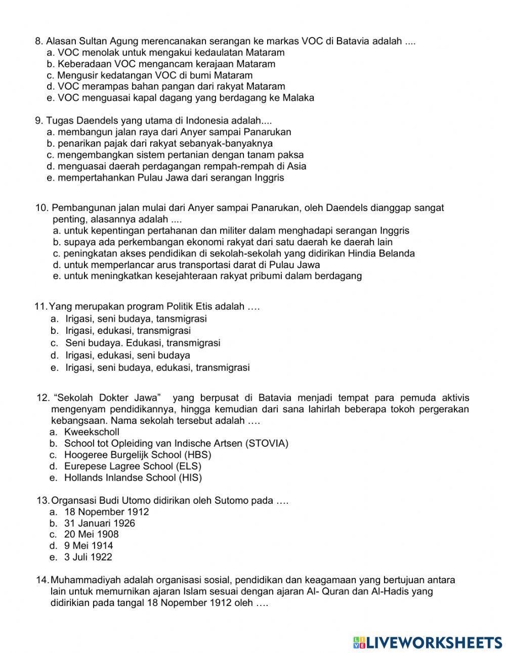 Ujikom 2 Sejarah Indonesia XI Paket C