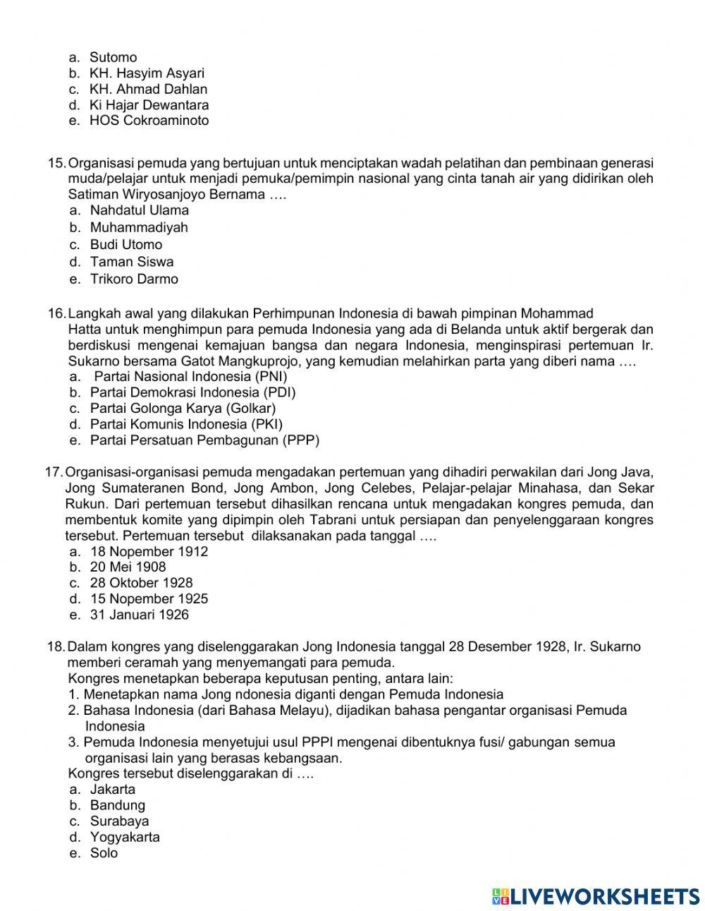 Ujikom 2 Sejarah Indonesia XI Paket C