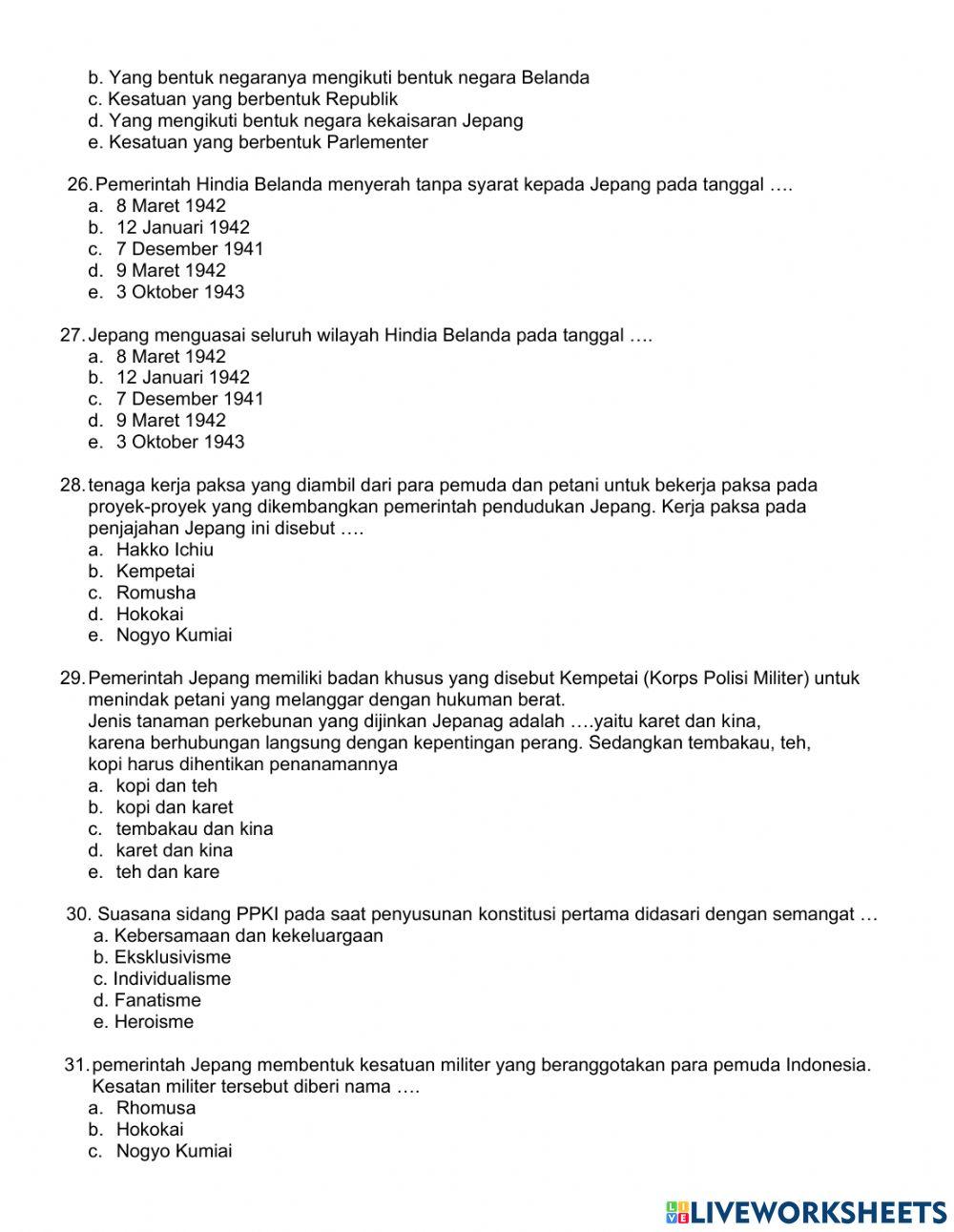 Ujikom 2 Sejarah Indonesia XI Paket C