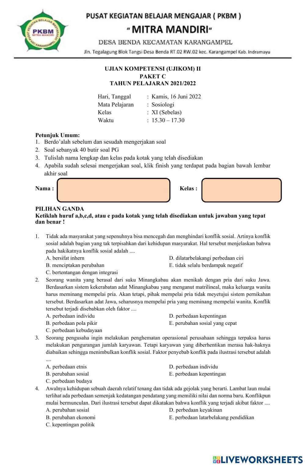 Ujikom 2 Sosiologi 11