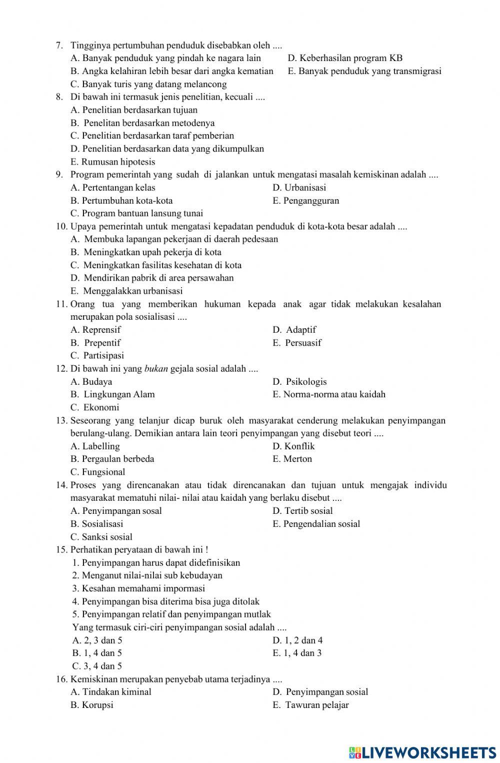 Ujikom 2 Sosiologi 10