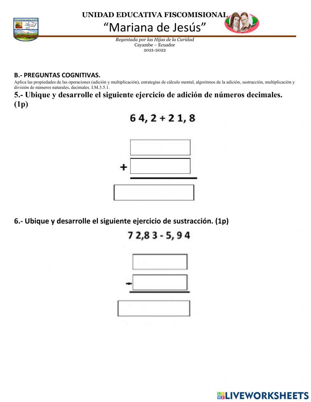Evalución de Matemática 2Q-2P.