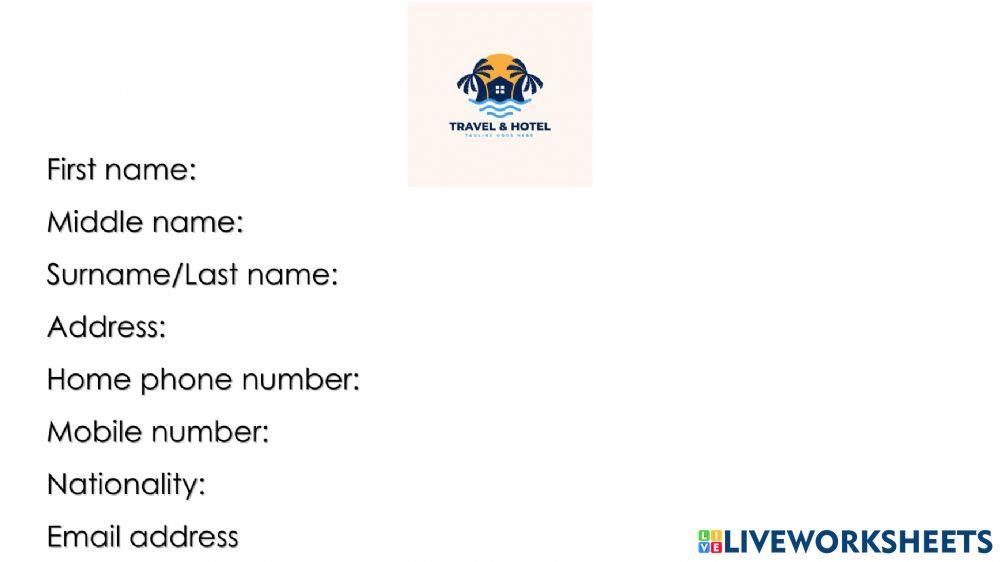 Hotel Registration form