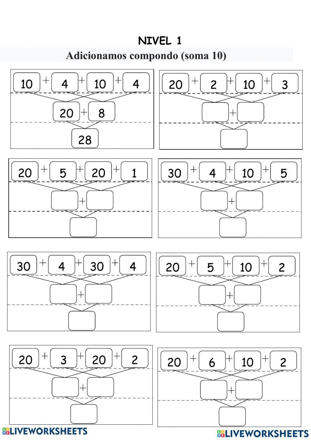 Adições em aranha até 100