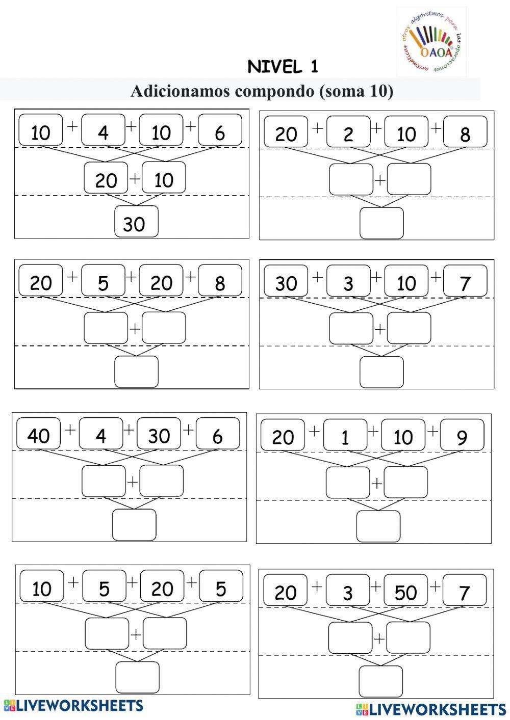 Adições em aranha até 100