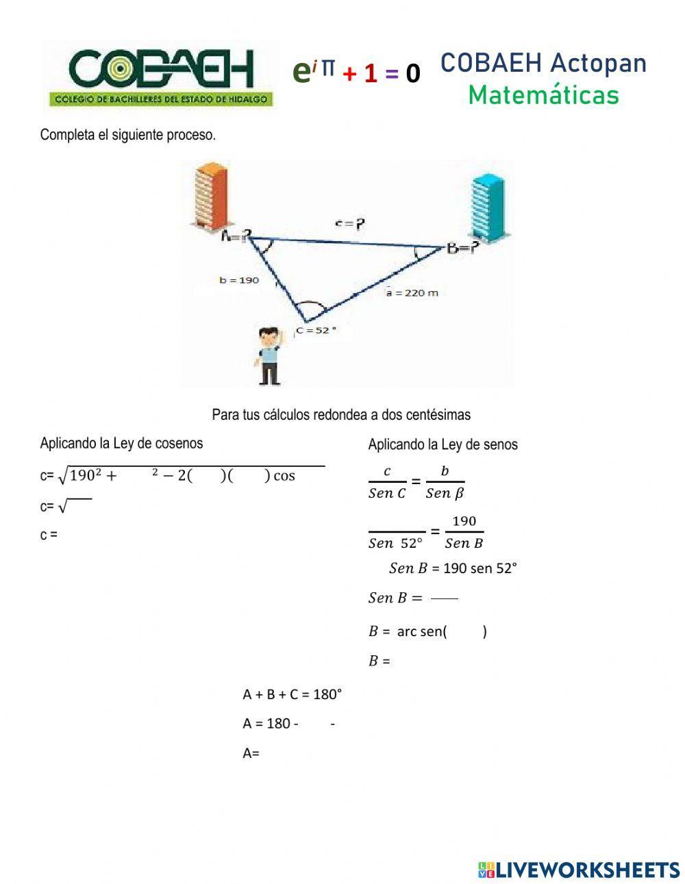 Ley de cosenos y senos