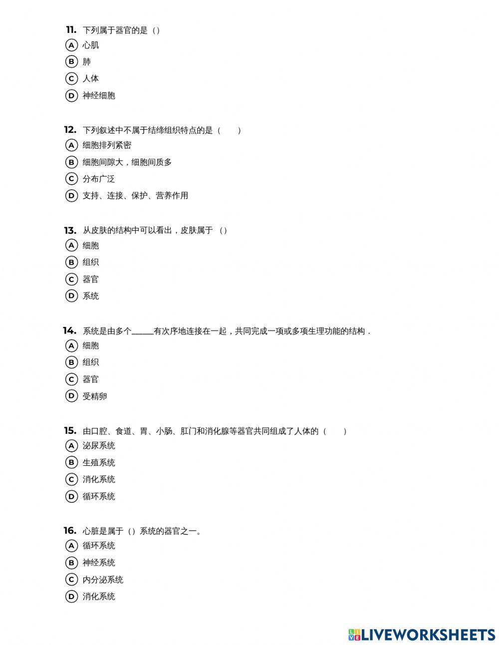 多细胞生物体结构-2