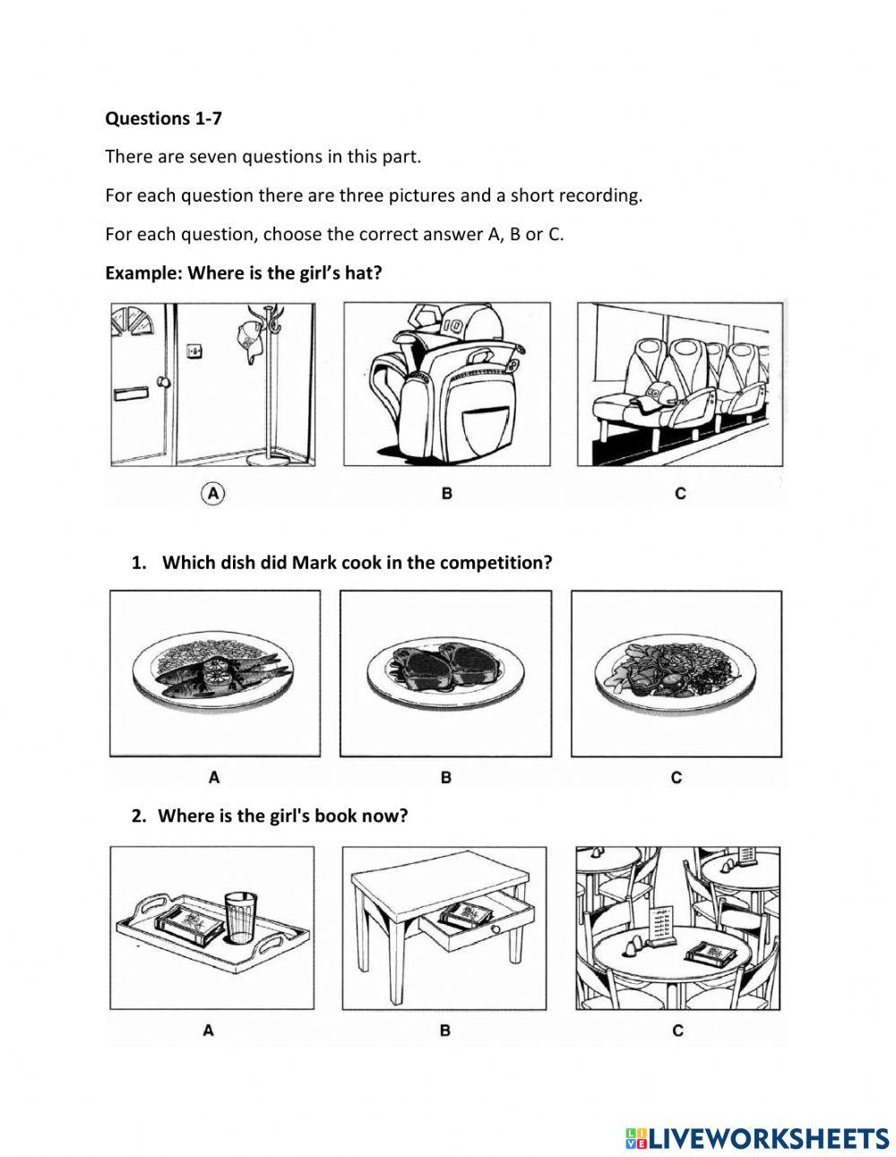 Pet 1-listening-part 1-test 1