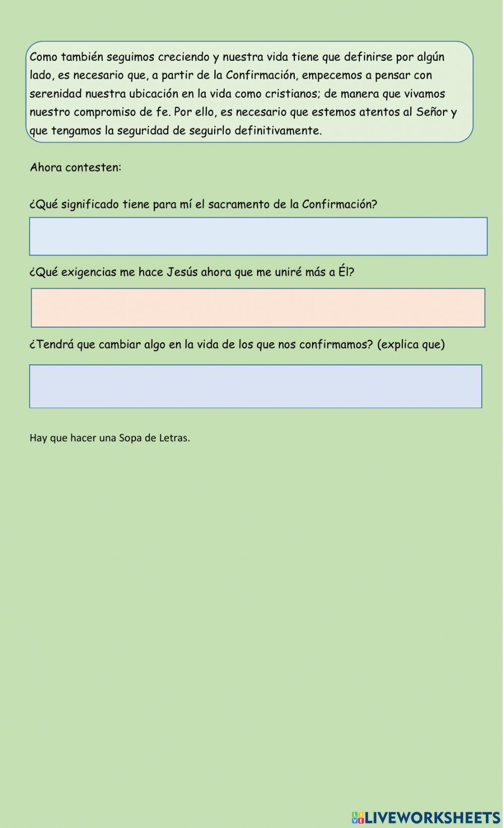 La Confirmación. compromiso