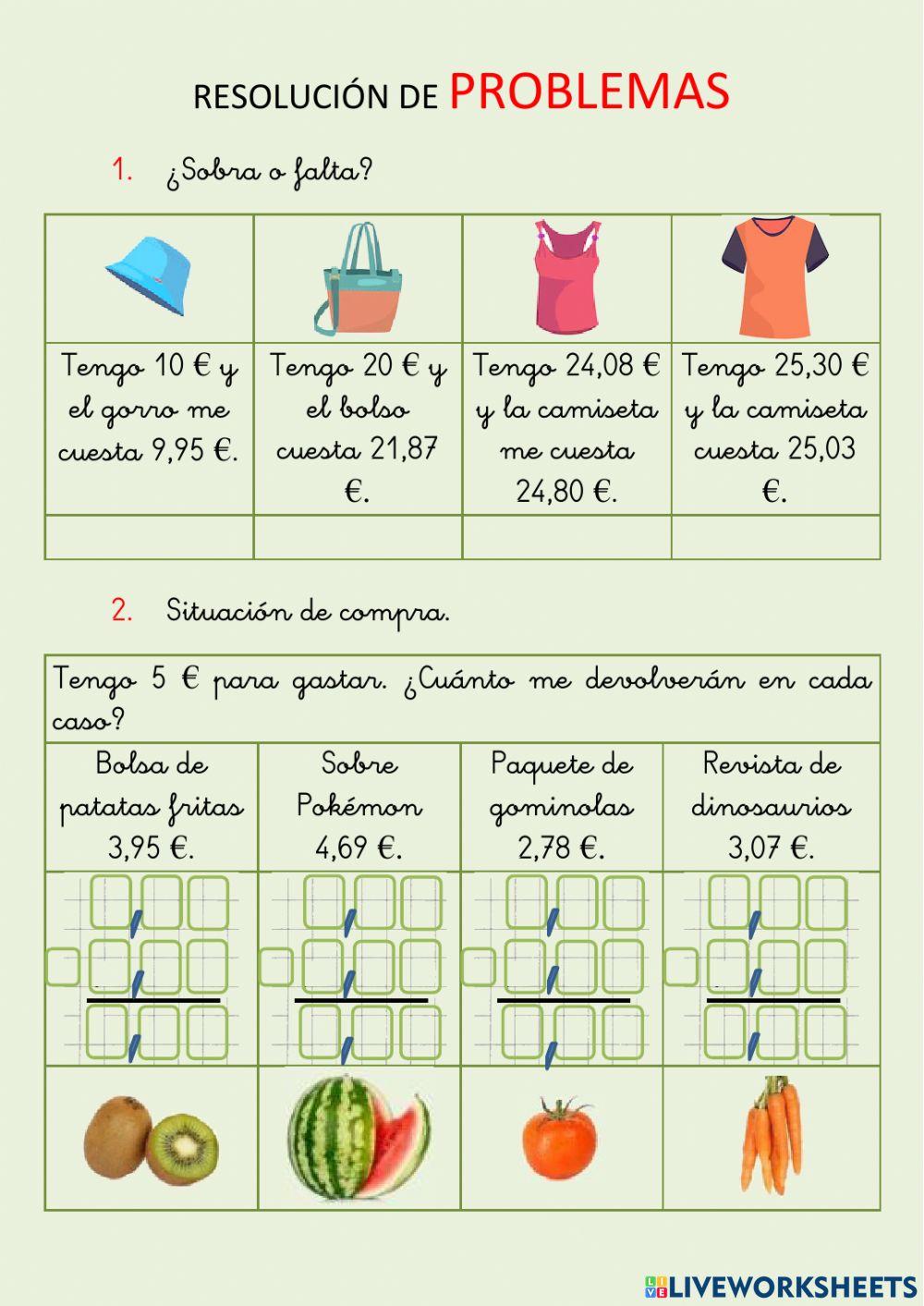 Resolución de problemas: situación de compra