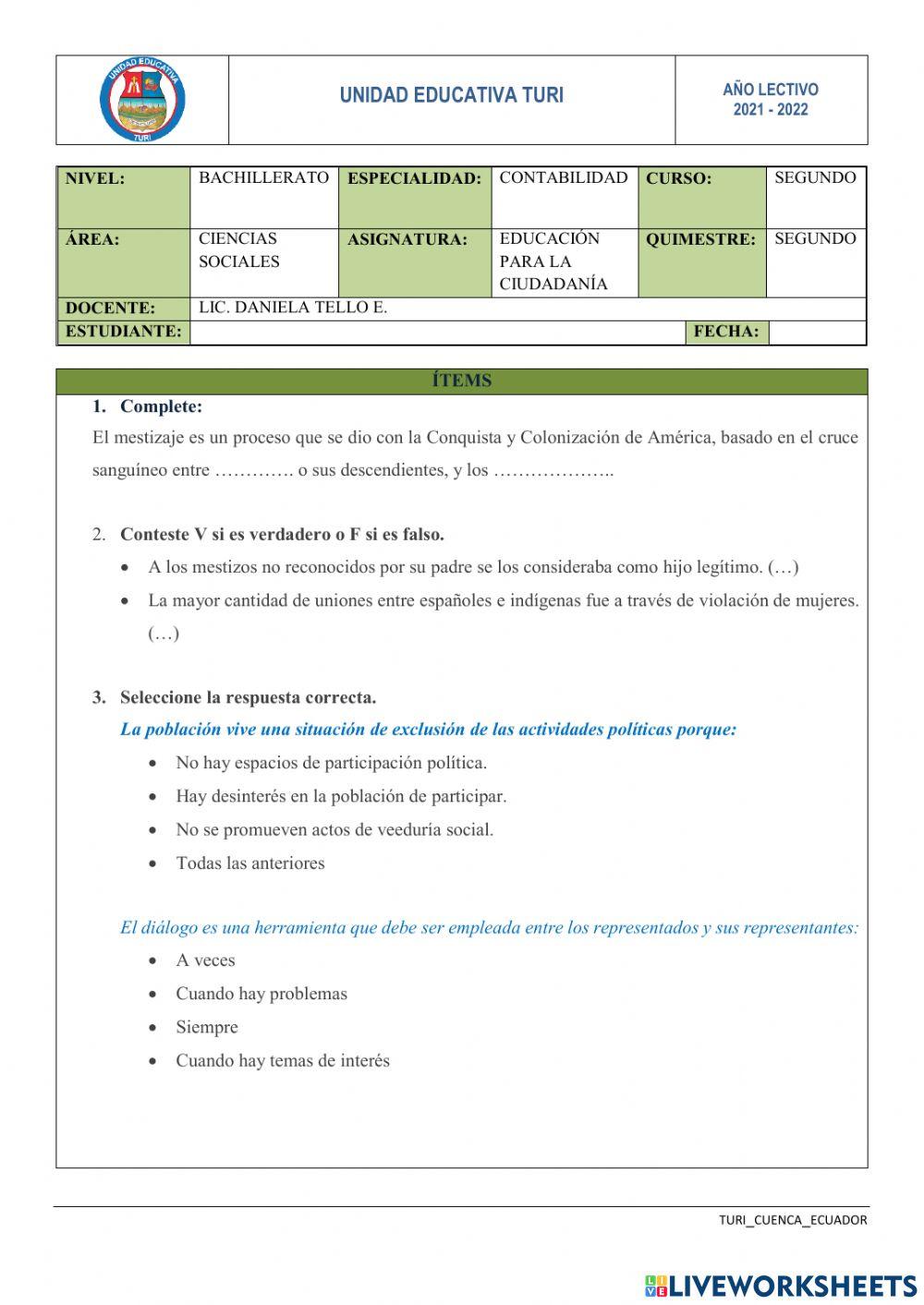 Fundamentos sociales del Ecuador: lo mestizo