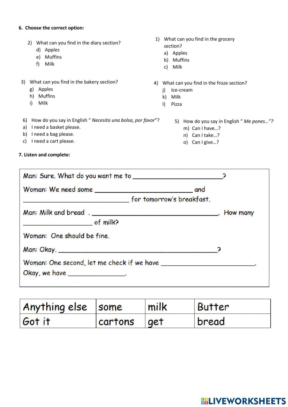 At the grocery store test