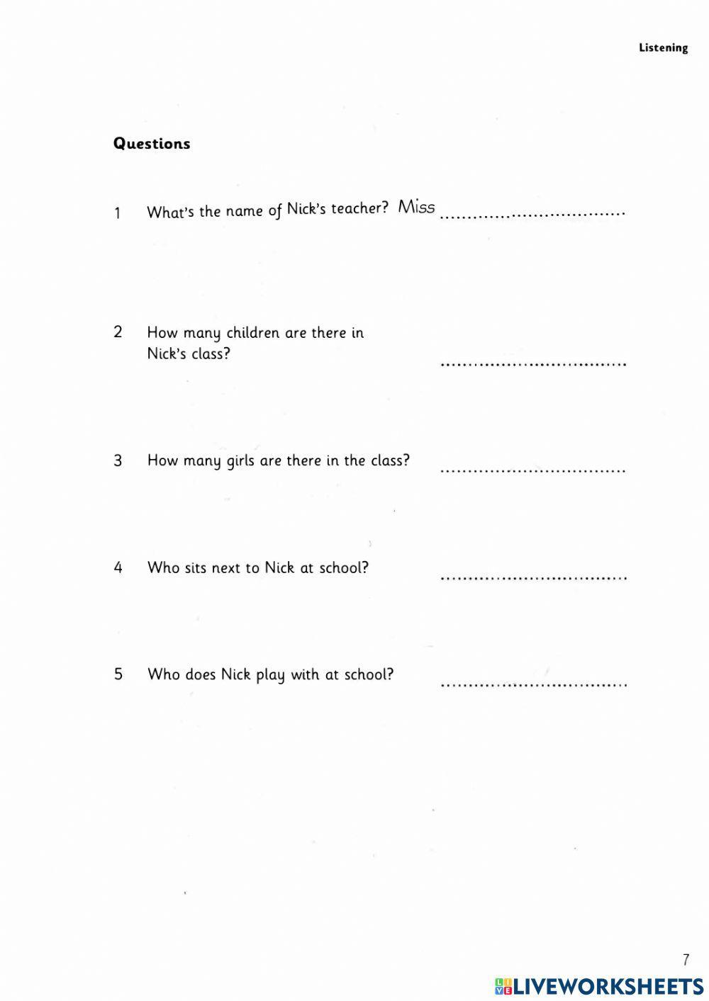 Starters - Test 1 - Book 8 - Listening