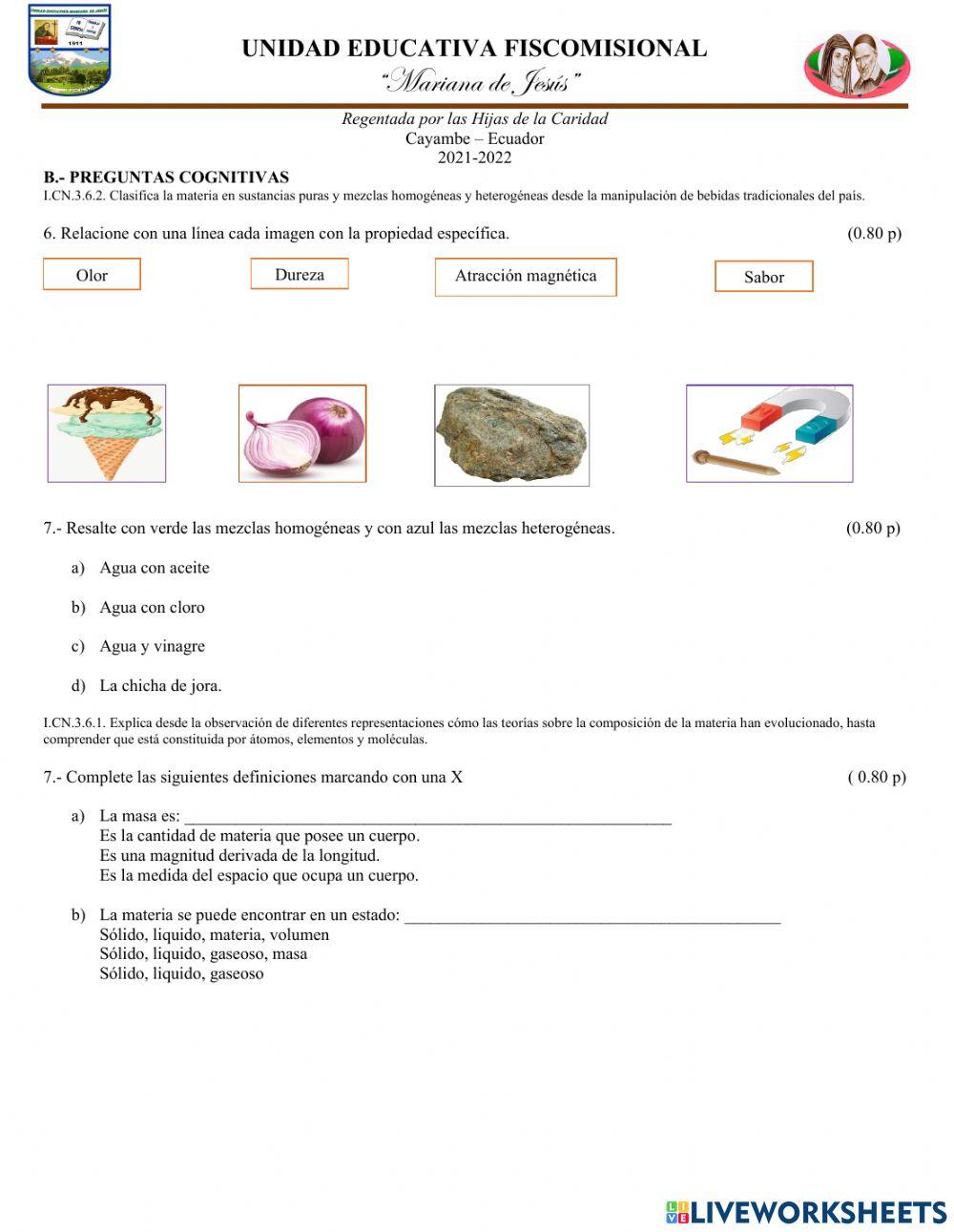 Evaluacion ciencias naturales