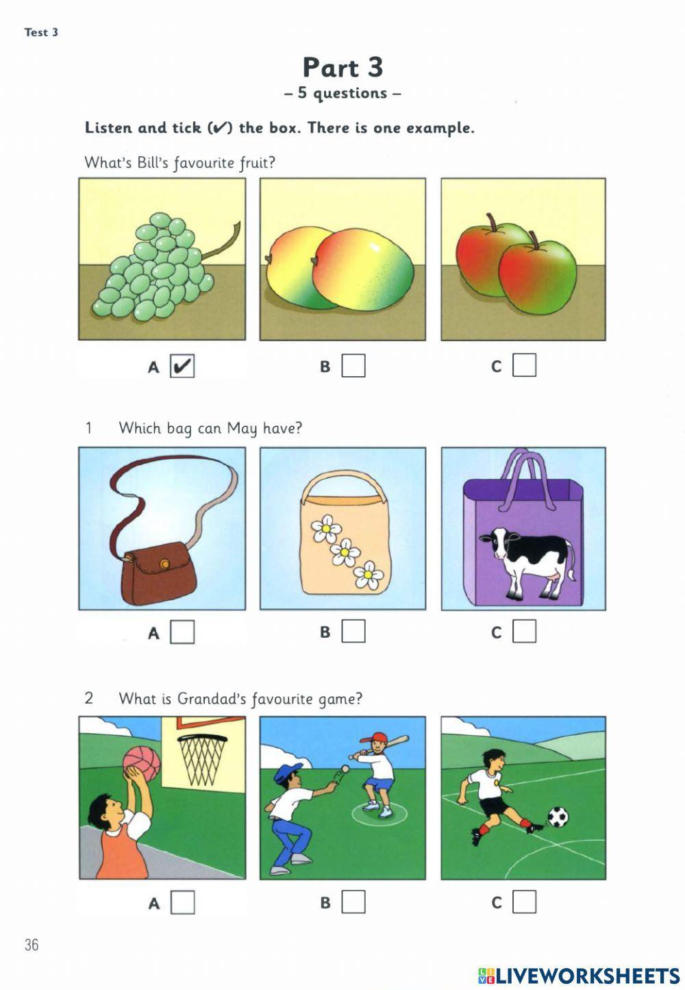 Starters - Test 3 - Book 8 - Listening