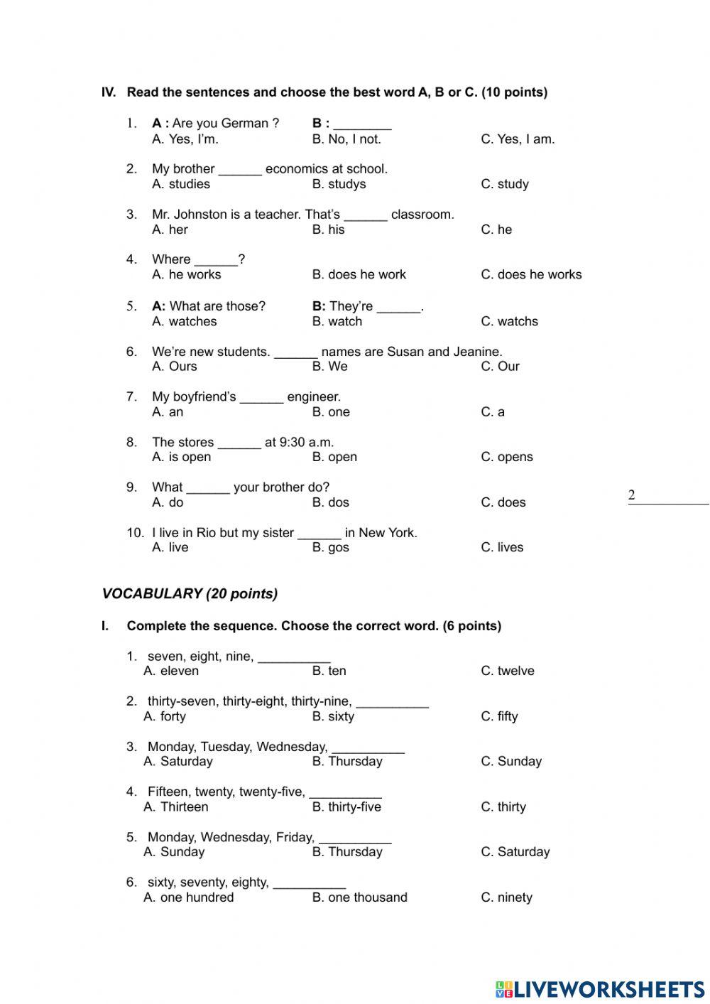 Mid-term exam (Test 3)