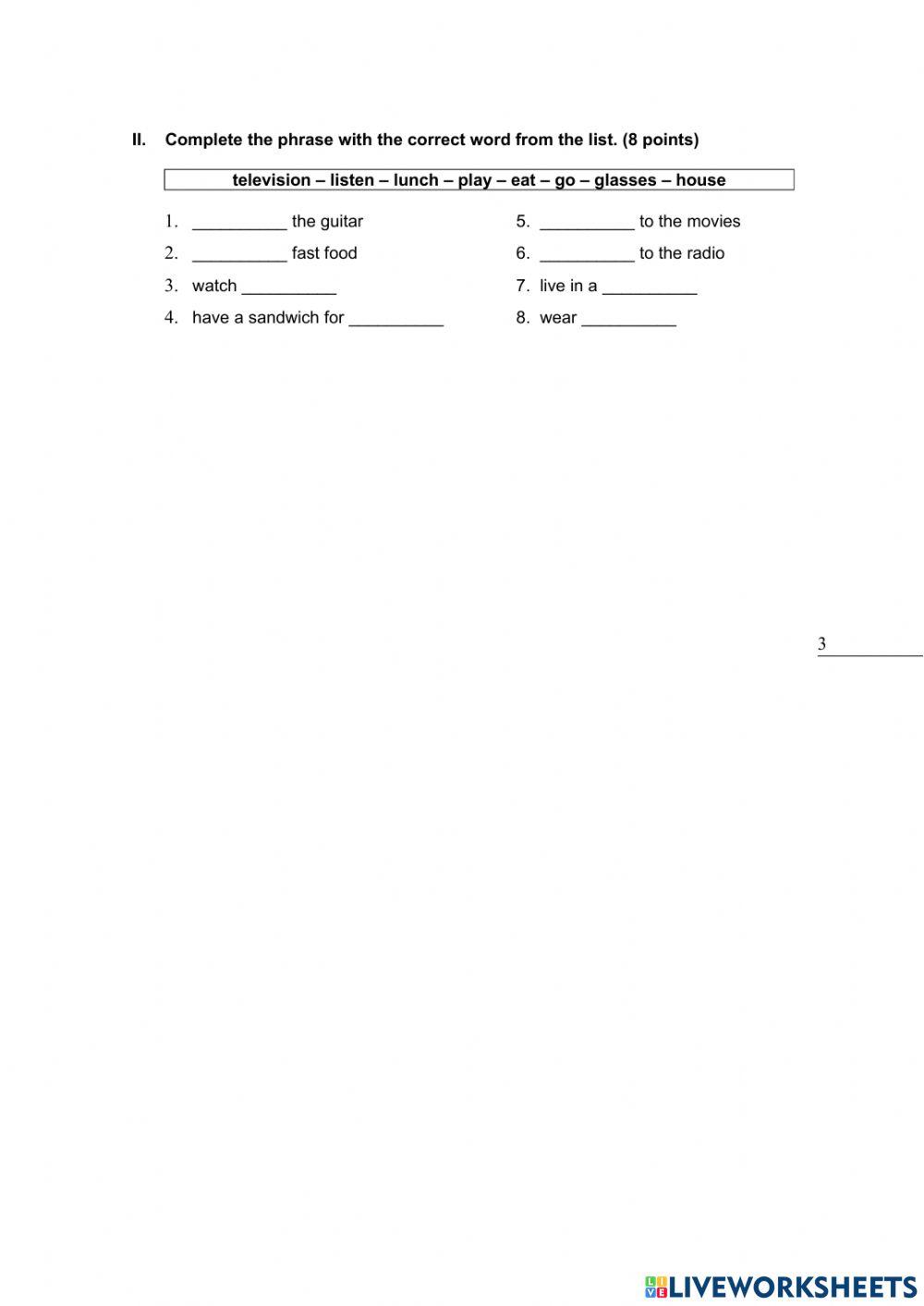 Mid-term exam (Test 3)
