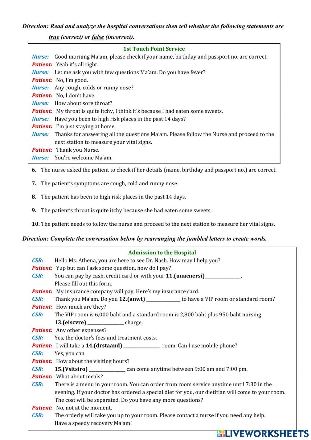 Intermediate class (Final examination)