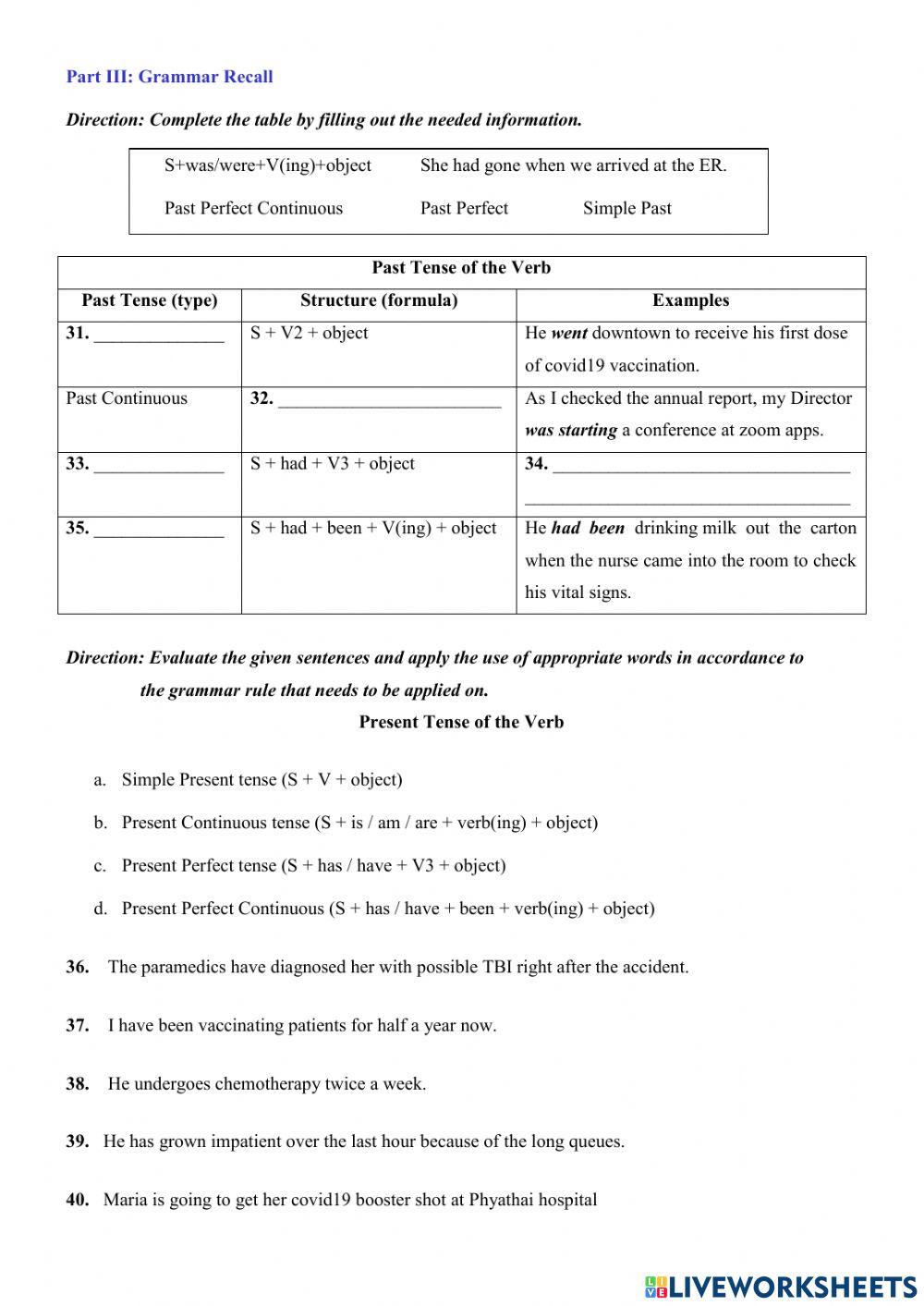 Intermediate class (Final examination)