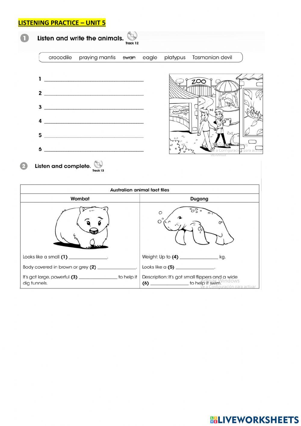 Listening practice - unit 5