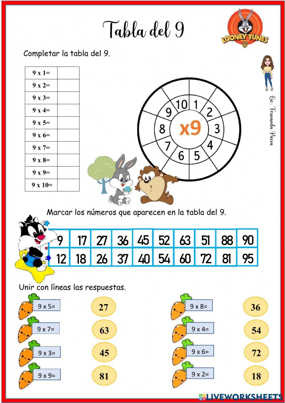 Tabla del 9