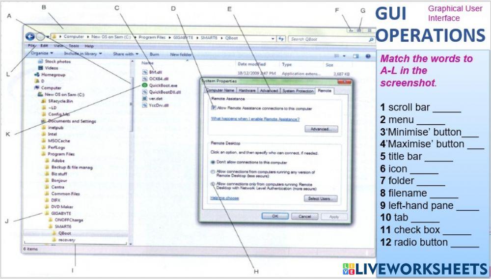 GUI Operations online exercise for | Live Worksheets