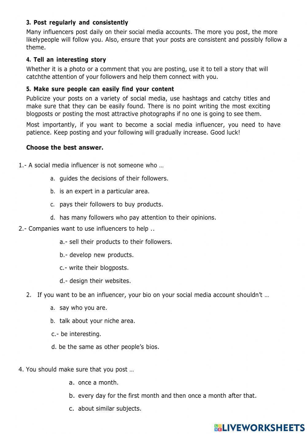 Reading - influencers