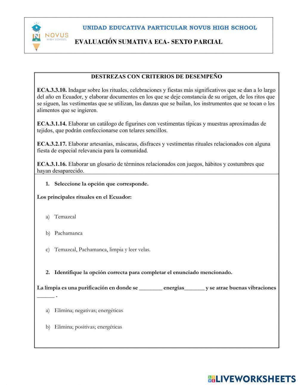 Evaluación sumativa eca