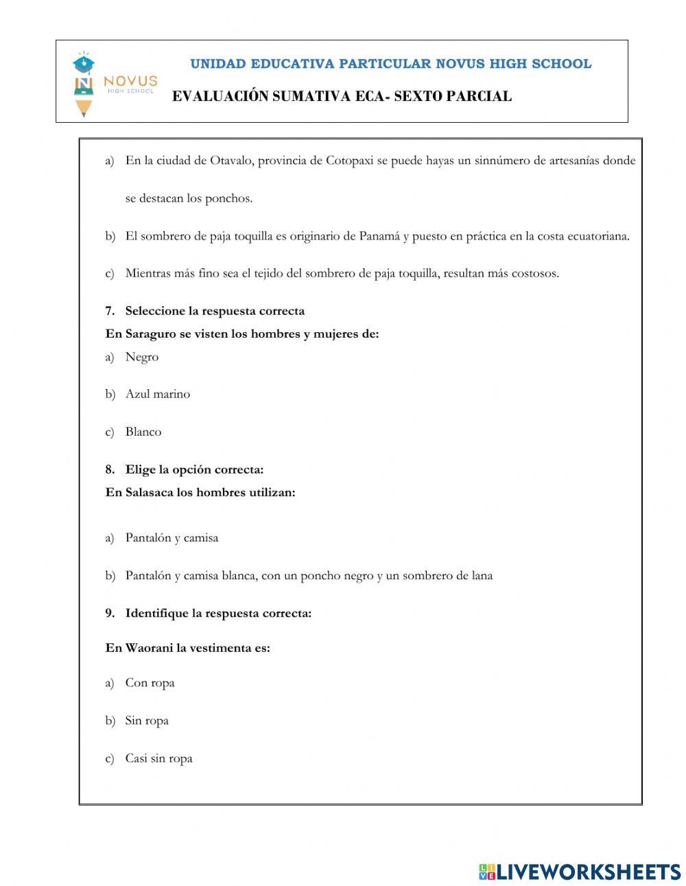 Evaluación sumativa eca