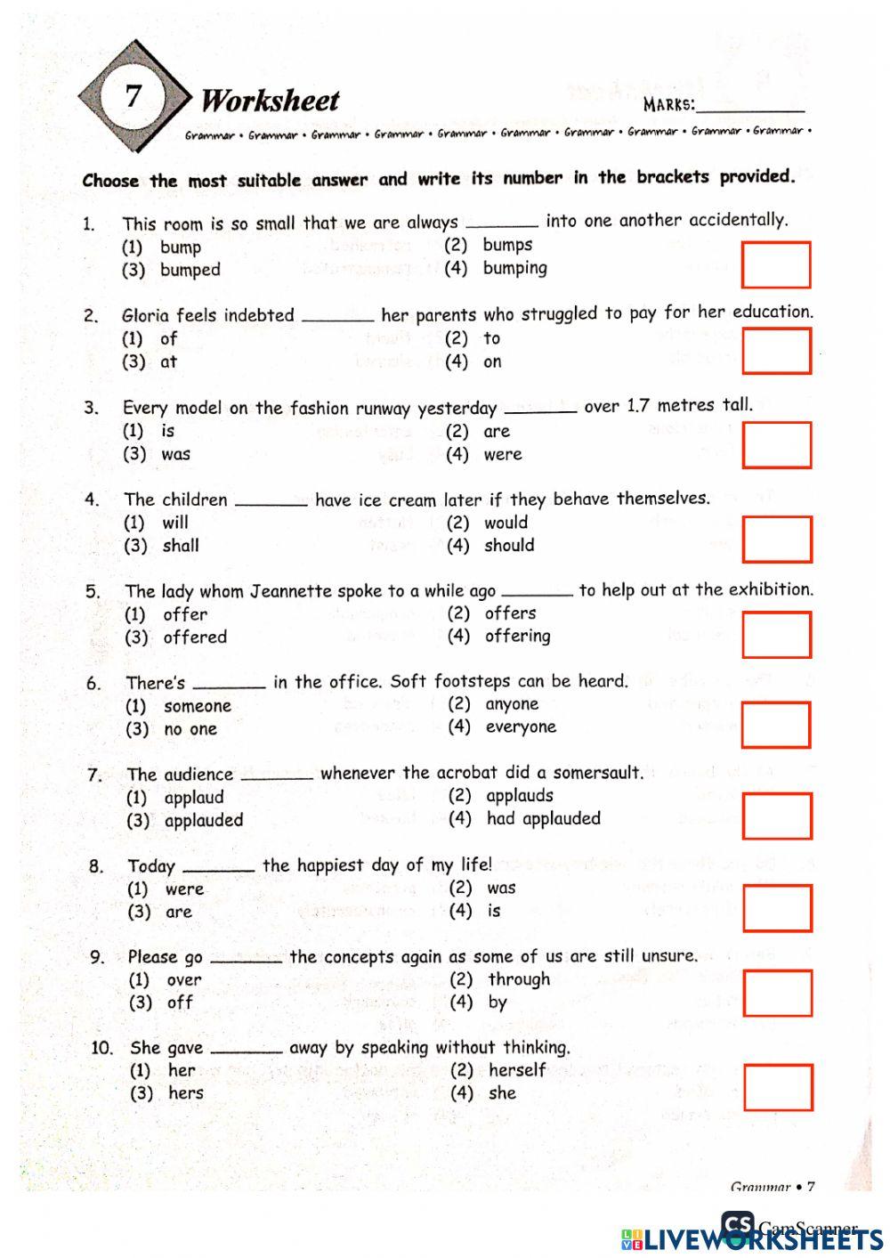 Grammar + vocab part b