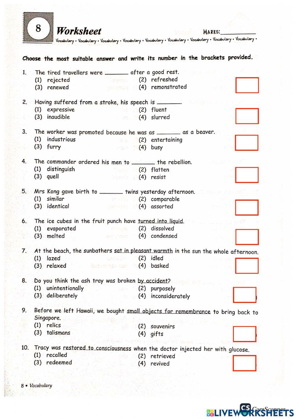 Grammar + vocab part b