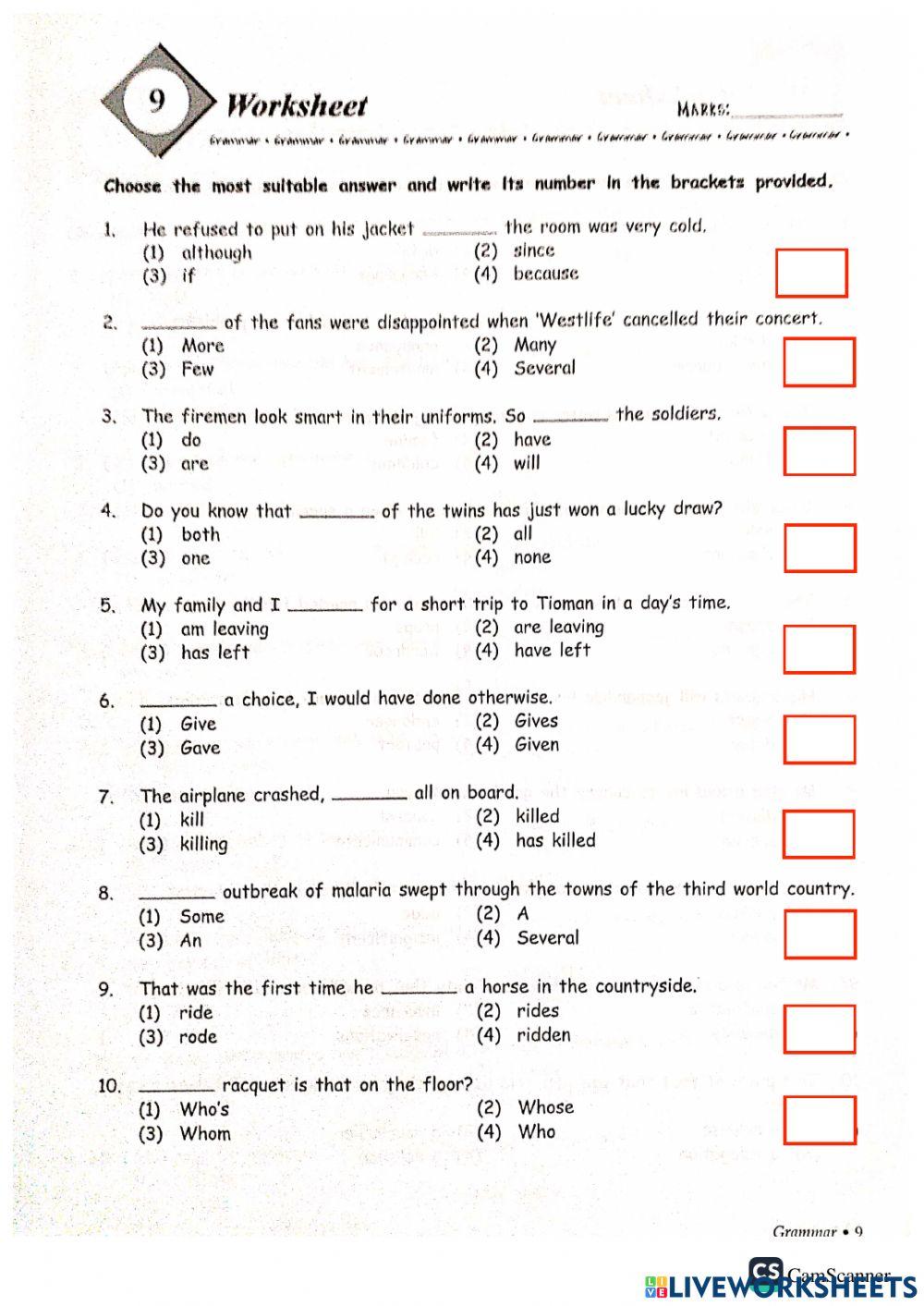 Grammar + vocab part b