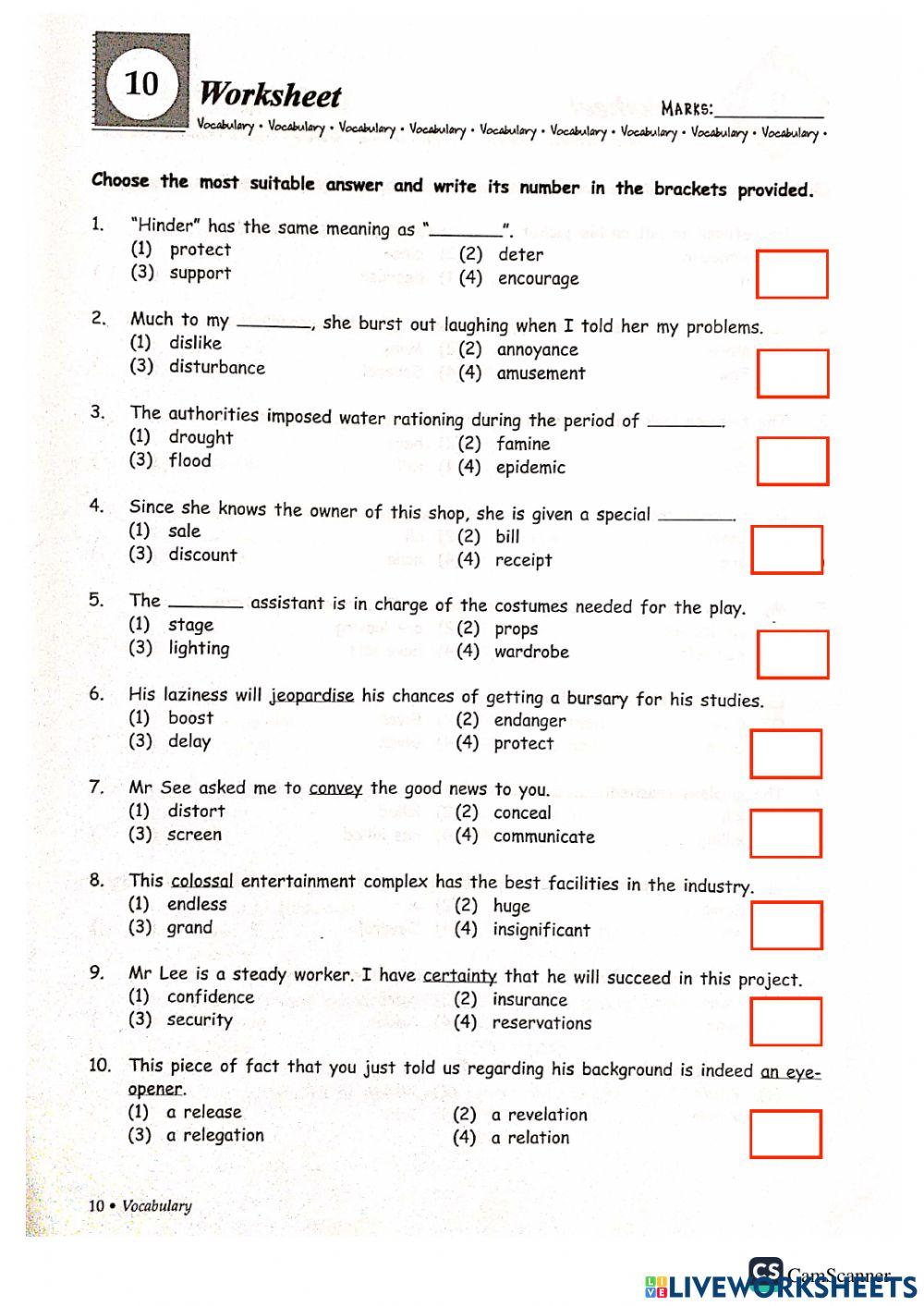 Grammar + vocab part b