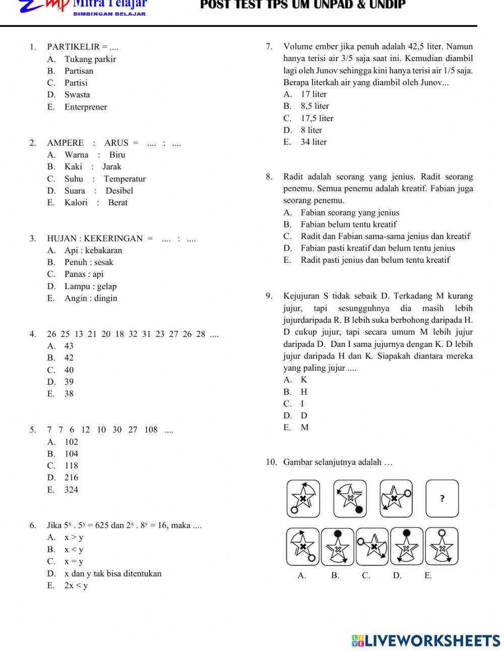 Posttest tps um undip unpad