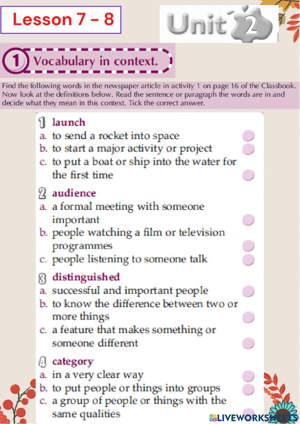 Grade 9 S 1Unit 2 Lessons 7 - 8 SB Pages 18 -19
