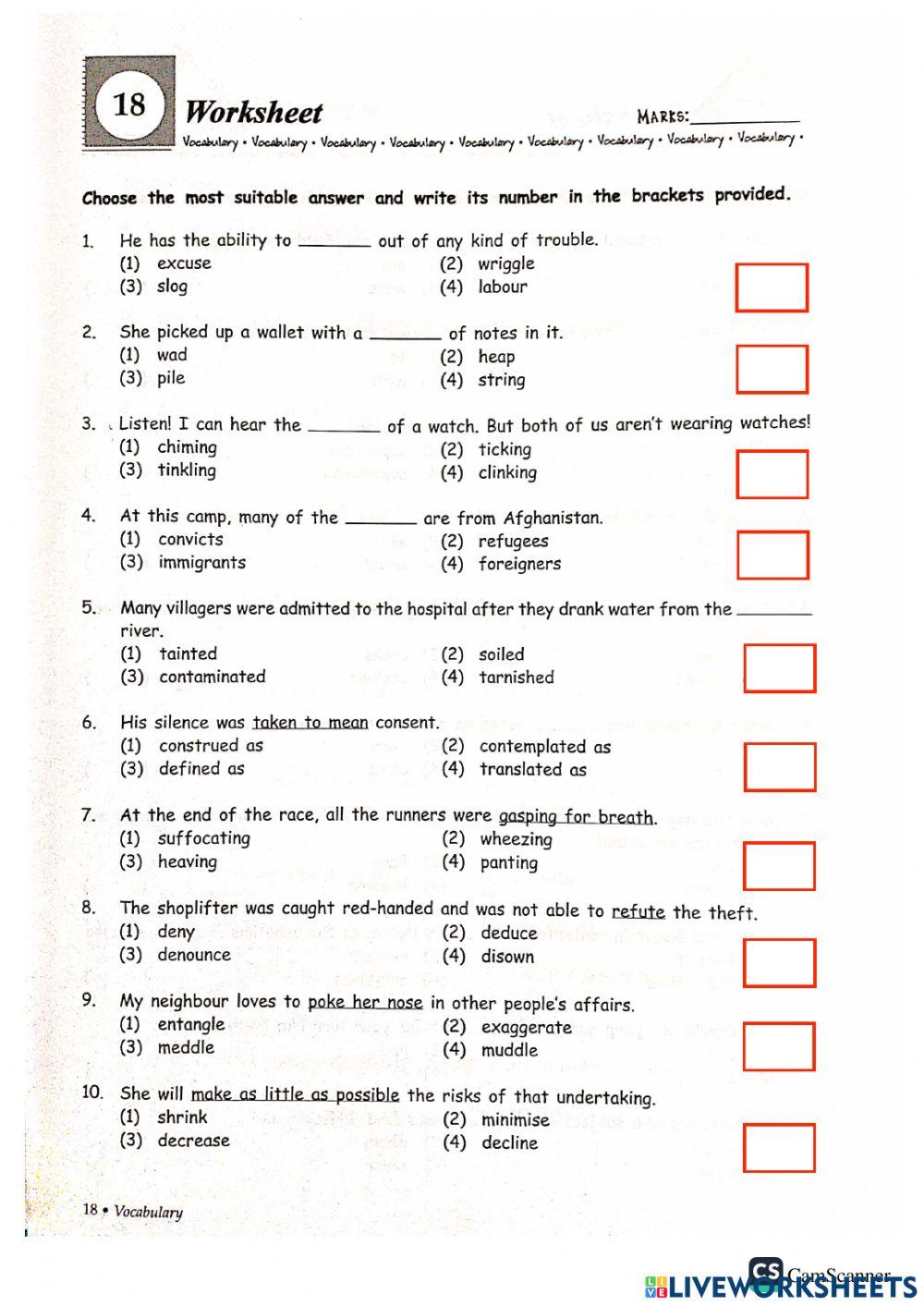 Grammar + vocab part d