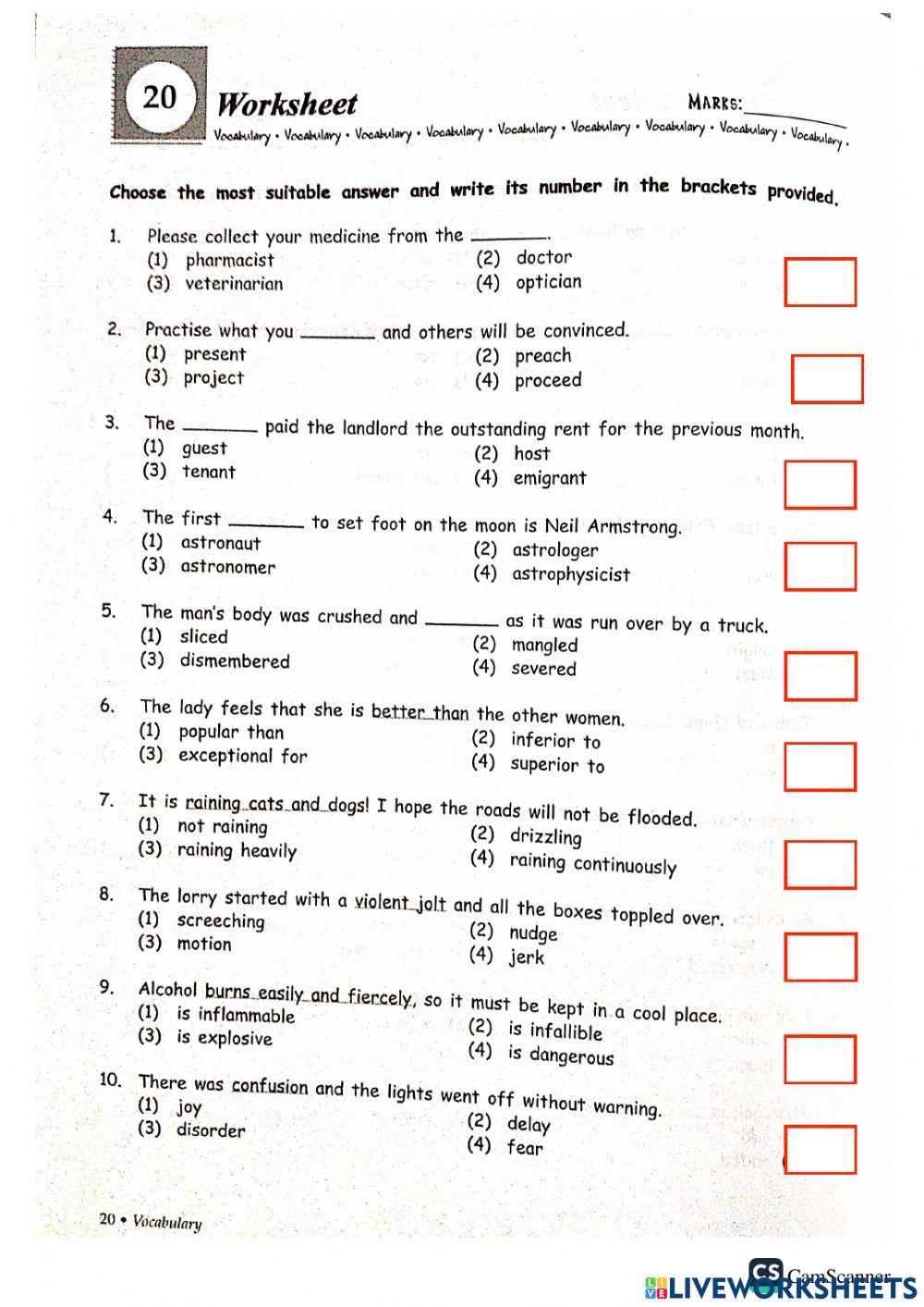 Grammar + vocab part d