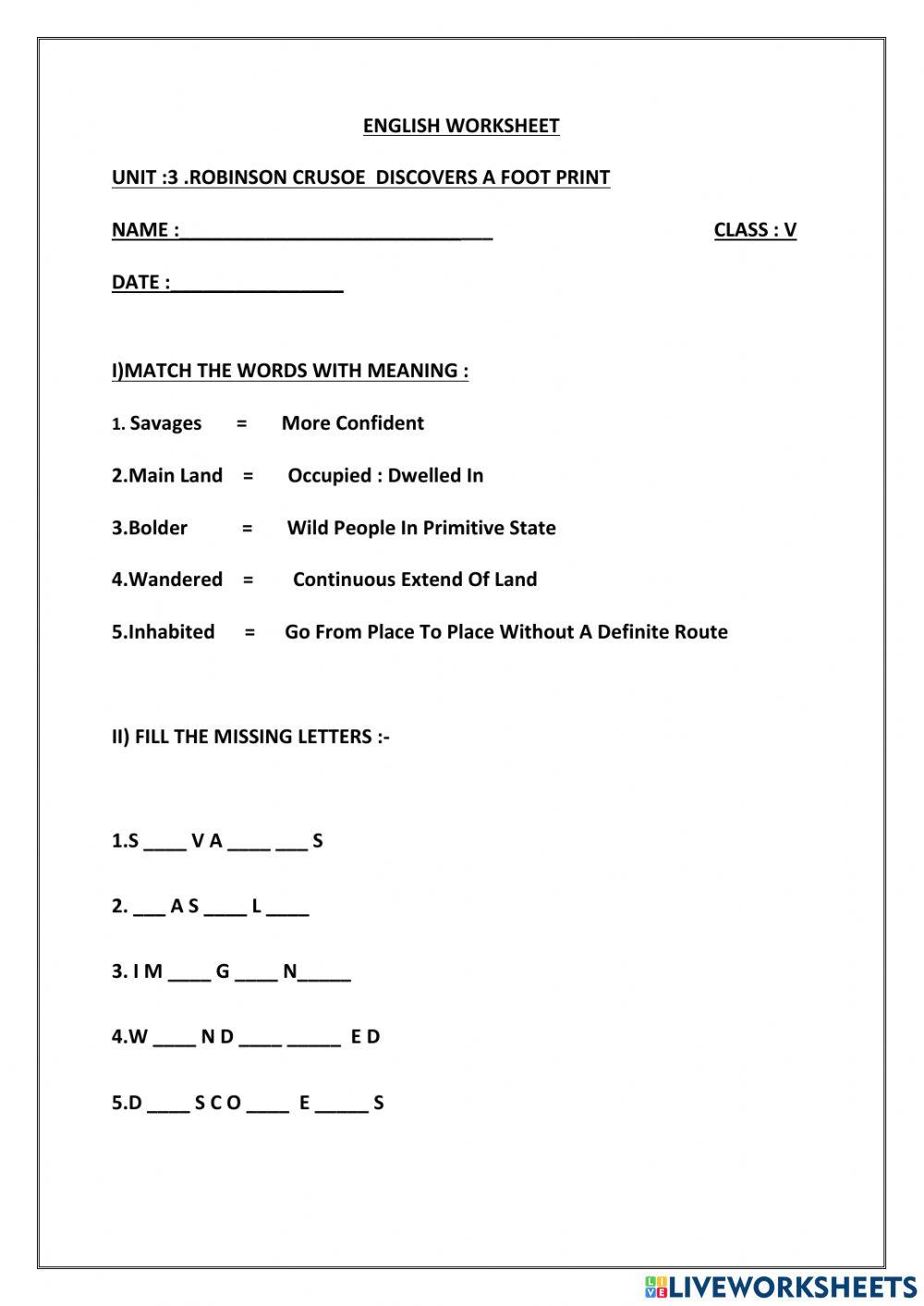Robinson crusoe discovers a foot print