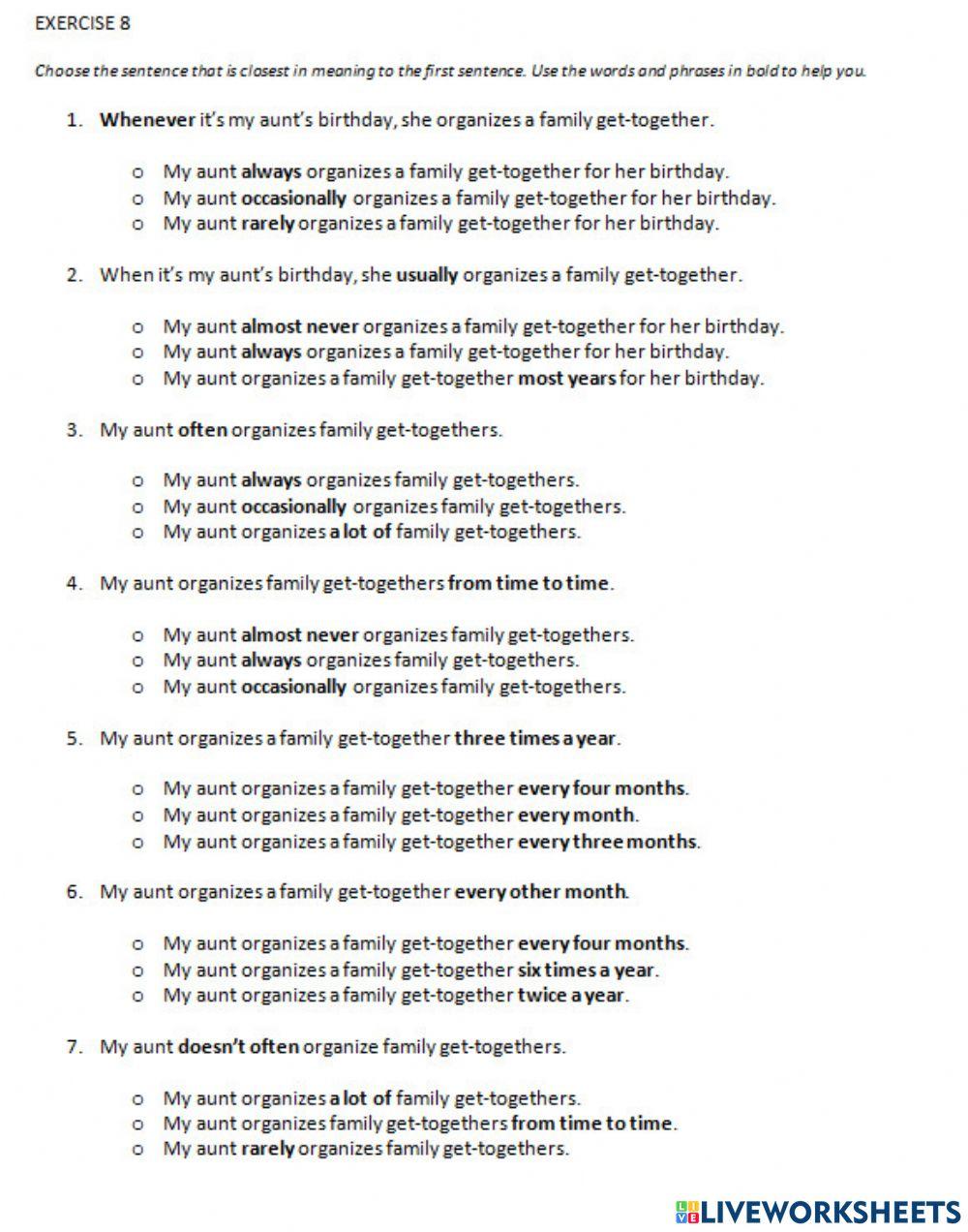 IE1, Unit 1, Grammar and Vocabulary, Exercise 8