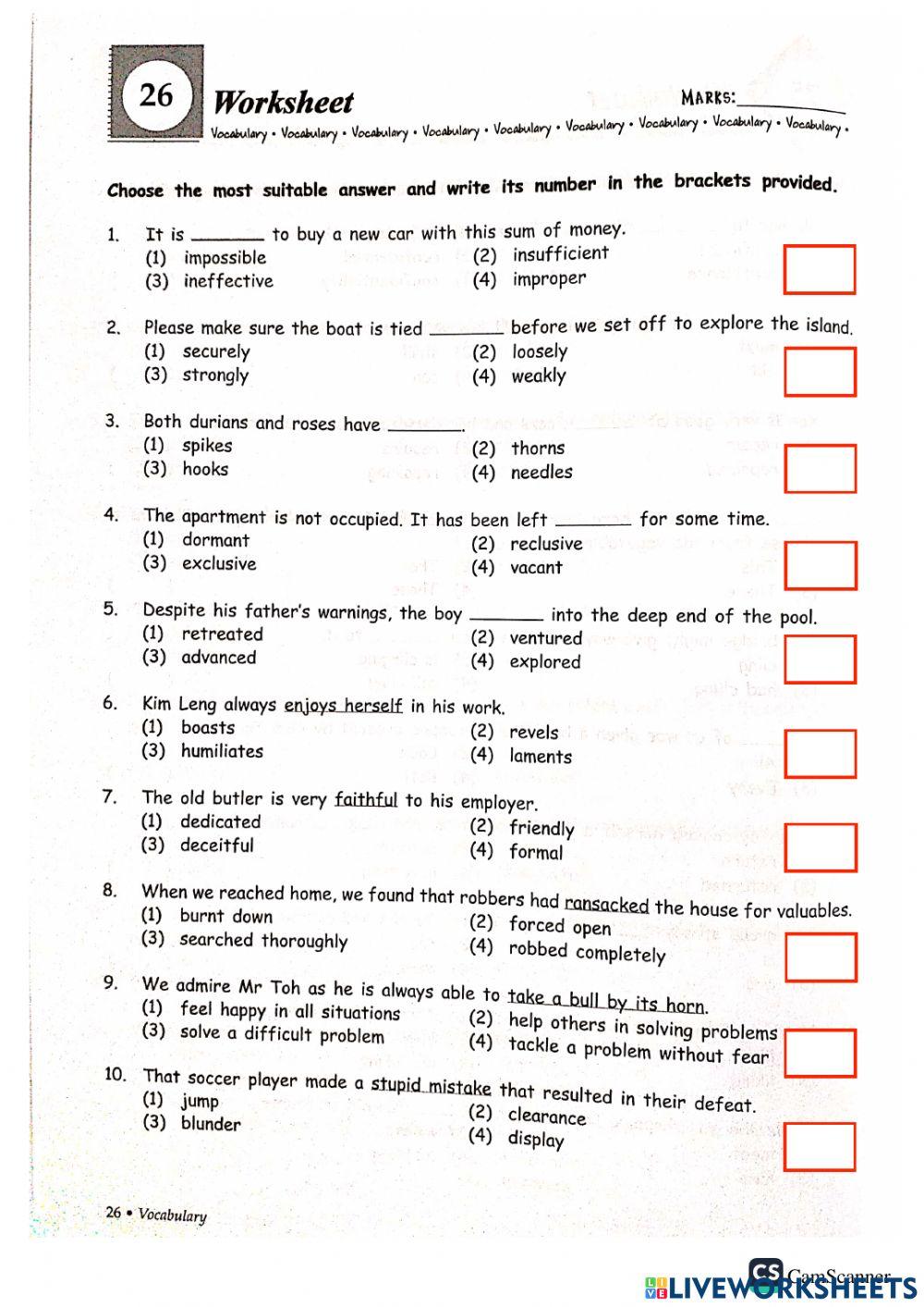 Grammar + vocab part f