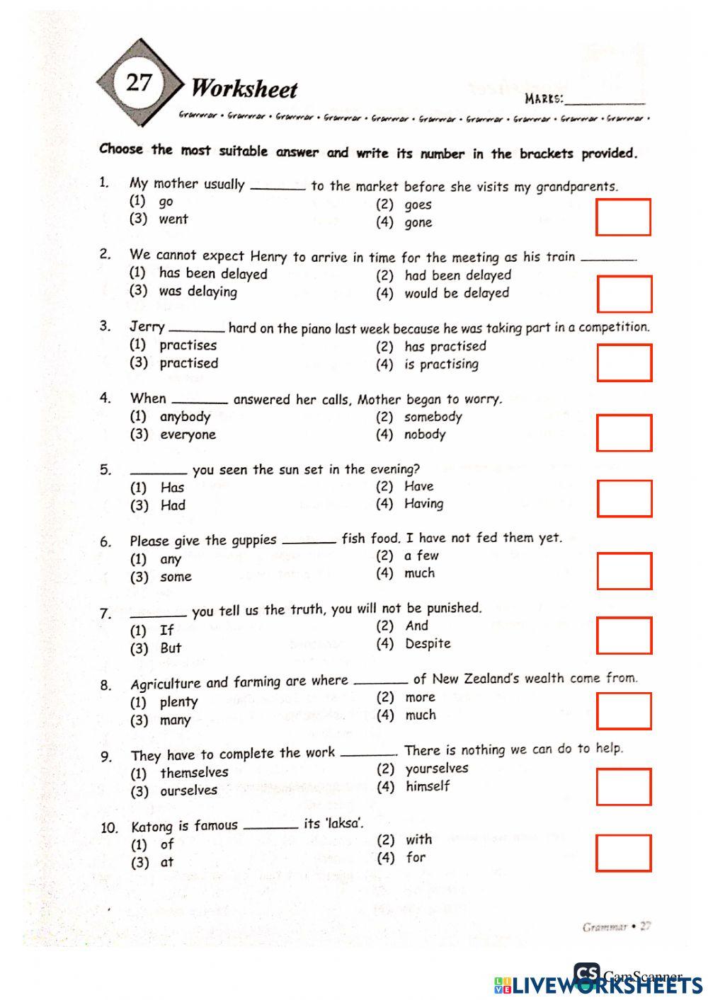Grammar + vocab part f